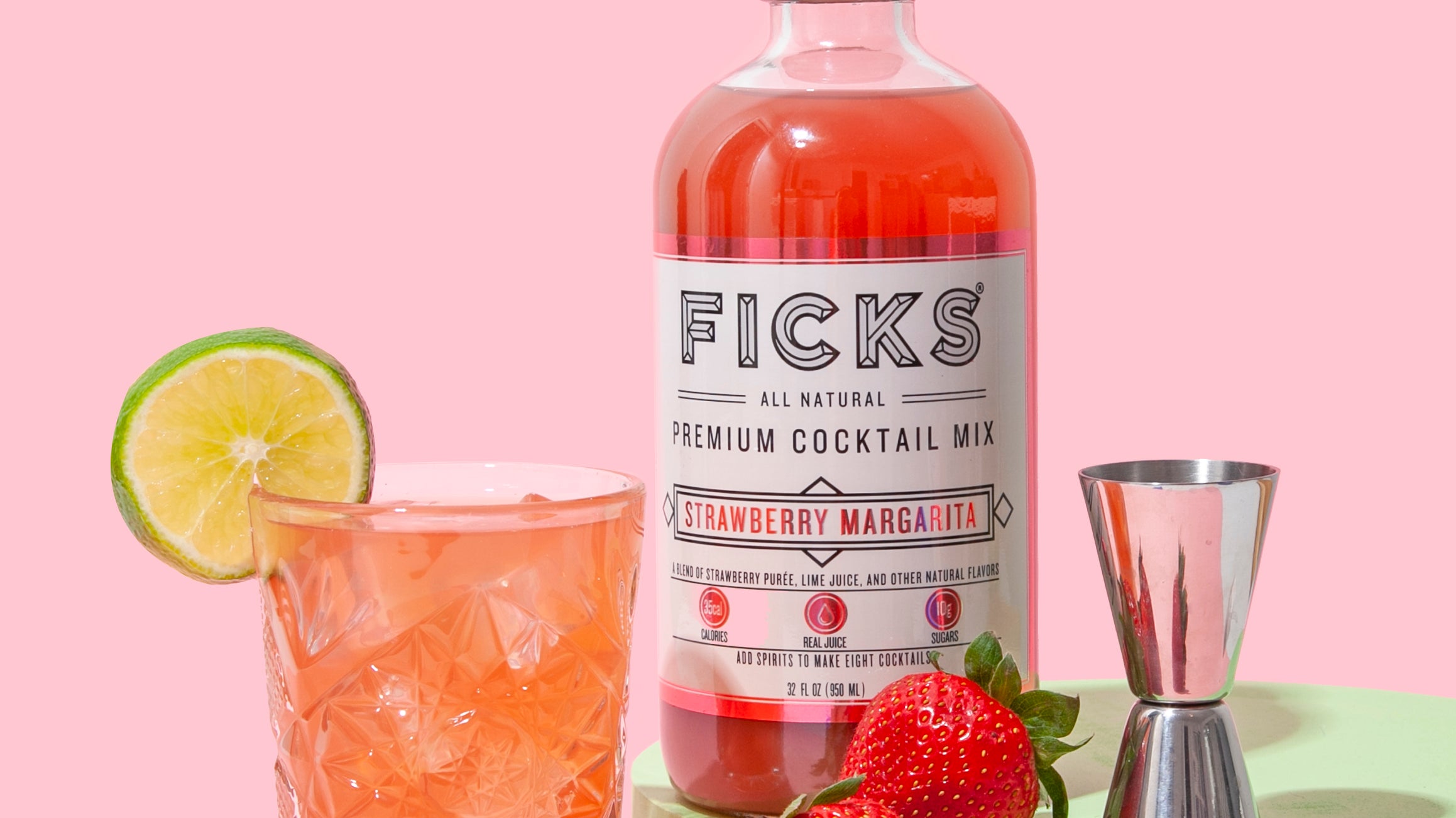 FICKS Strawberry Margarita Cocktail Low Sugar