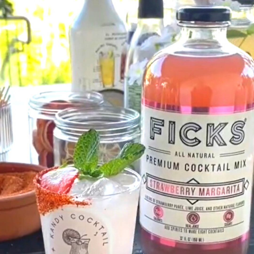 FICKS Strawberry Margarita Mix with low sugar cocktail